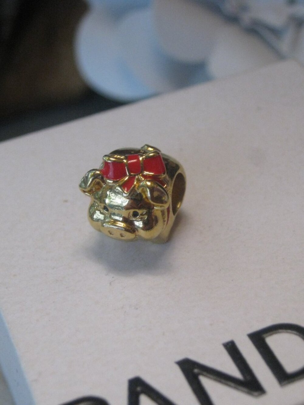Authentic PANDORA 14Kt Plated Gold 'Shine' Lucky Piggy Bank